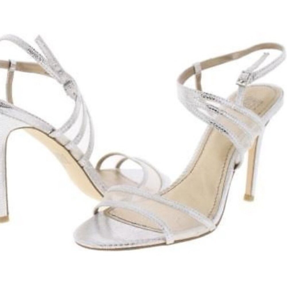 NWB BELLE BADGLEY MISCHKA NOVA SILMET‎ Heel Sandals Stunning Silver NB1140 Sz 6